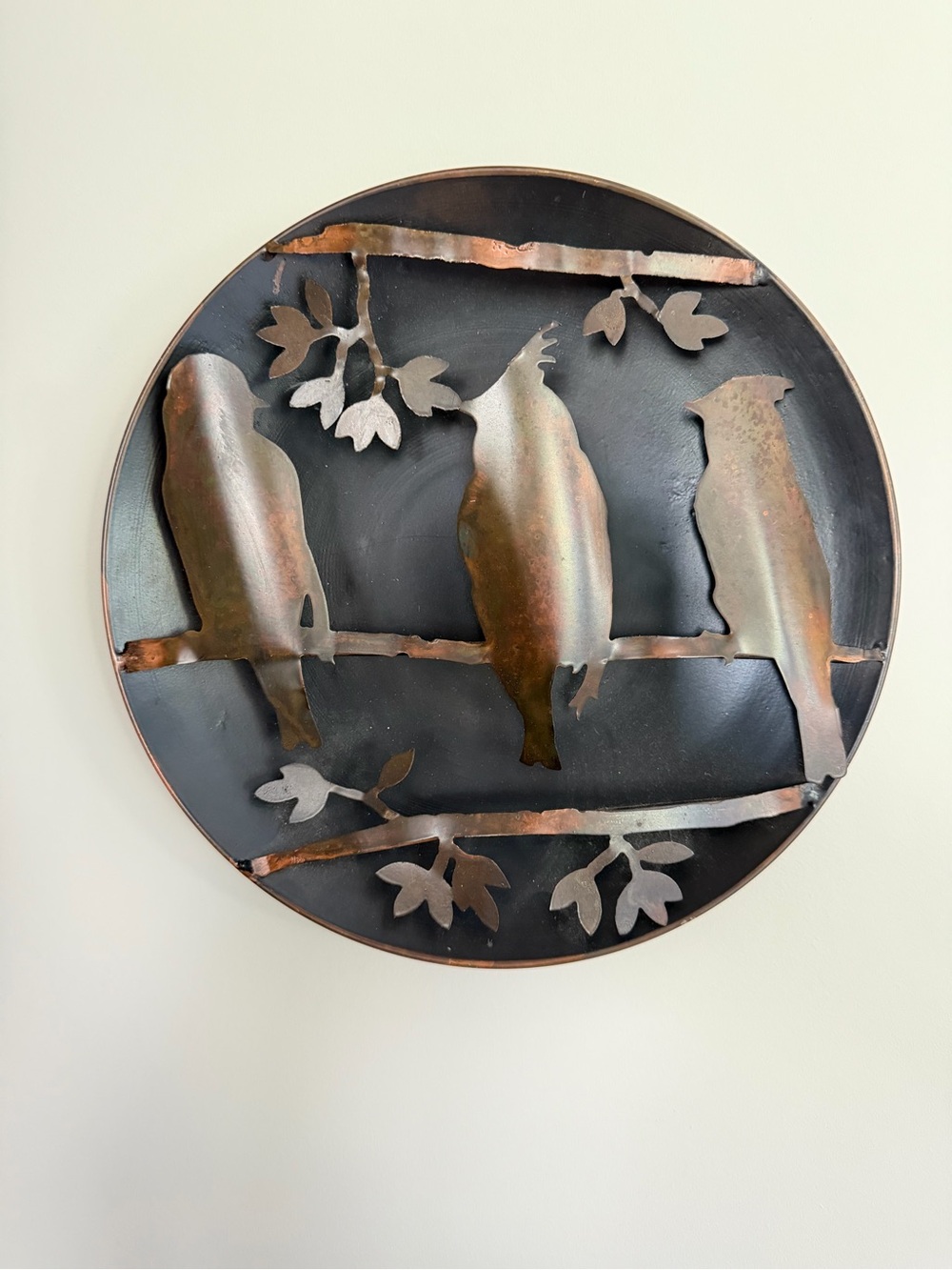 Metal Wall Art - Three Birds Silhouette in Black and Copper Made in India